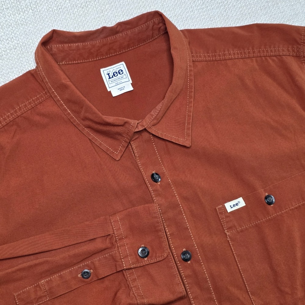 Vintage Lee Shirt‎ Men's XXL Pockets Work Long Sleeve Rusty Orange